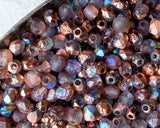  4mm Fire Polished Beads with Acid Etched Finish Copper Rainbow Color 0EVE2583 EV Emporium Co