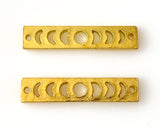 Moon Phase Pendant Gold Plated Rectangular 2 Hole Bar Connector Bars Boho Jewelry Long Celestial Necklace Focal - 10 Pieces