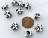 12mm Snowflake Beads Large Hole Antique Silver Metal Christmas Beads Jewelry Crafts - 5 Beads 0EVE1353