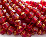 8mm Siam Red Crown Cathedral Beads with Gold Edge - Rosary Beads 0EVE1295