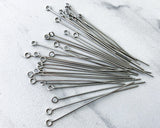 304 Stainless Steel Eye Pins 1 5/8" 21 Gauge Wire - Durable Resistant to Corrosion and Oxidation 0EVE1384