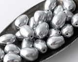 Silver Teardrop Beads 11x8mm Crystal Full Labrador Drops Vertically Drilled Centers Pressed Glass Drops IABC-11X8PGDC-CLF