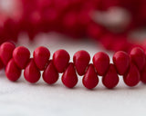 4x6mm Teardrops Side Drilled Drop Beads Opaque Red Czech Glass Beads  - 50 Beads 0EVE2297