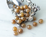 8mm Druk Beads Beige Champagne Czech Glass Round Beads Semi Opaque Gold Brown Finish Beads Earth Tones 0EVE2688